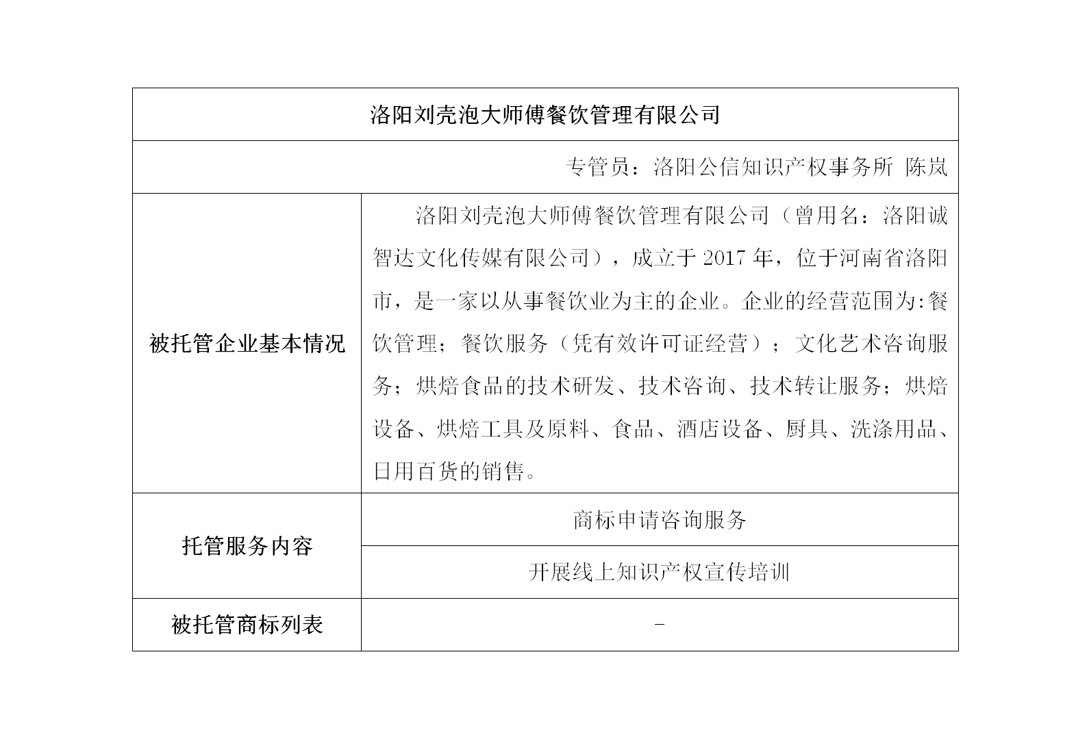 洛阳刘壳泡大师傅餐饮管理有限公司